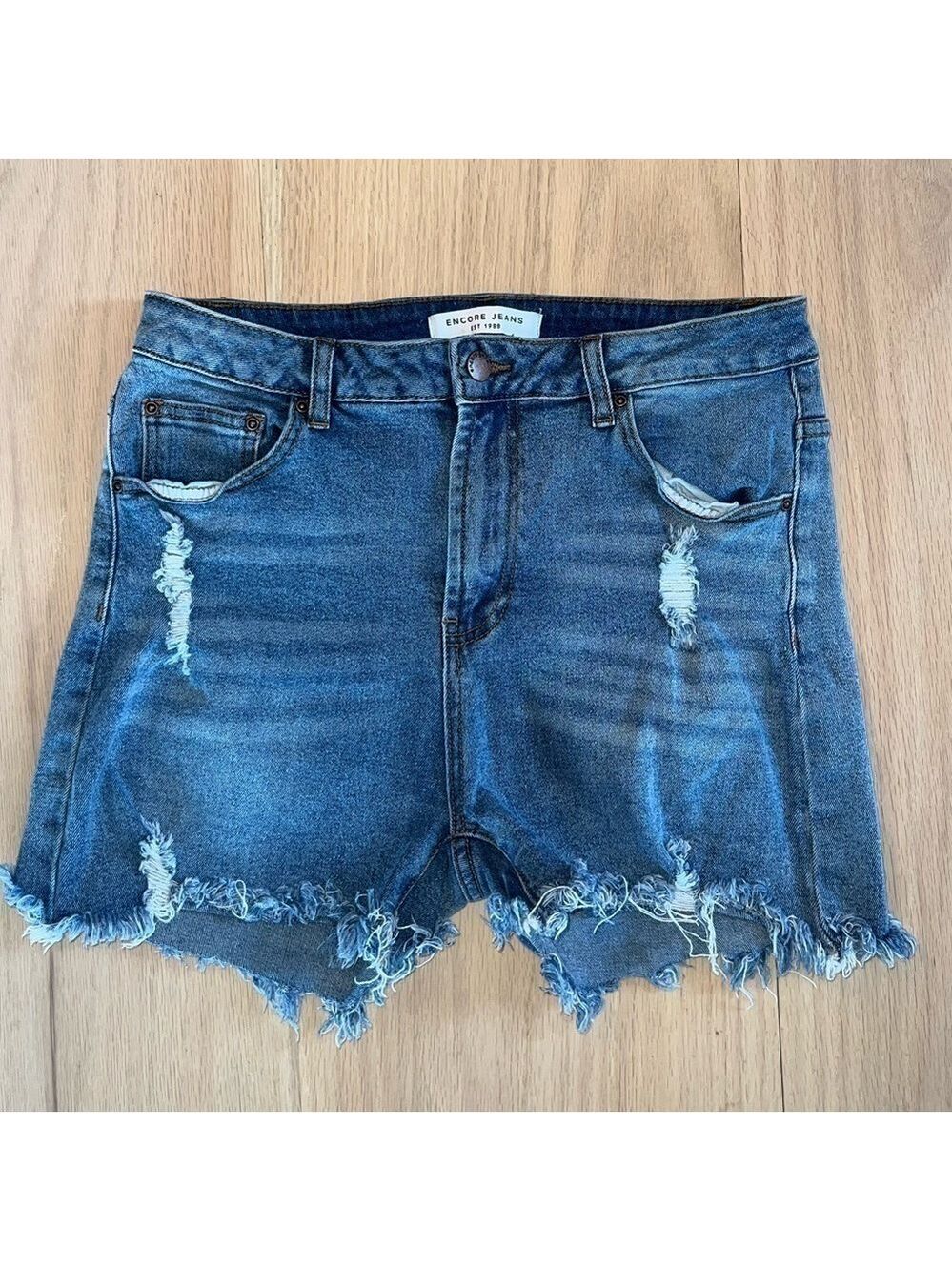 Encore Distressed Jean Shorts Size 13